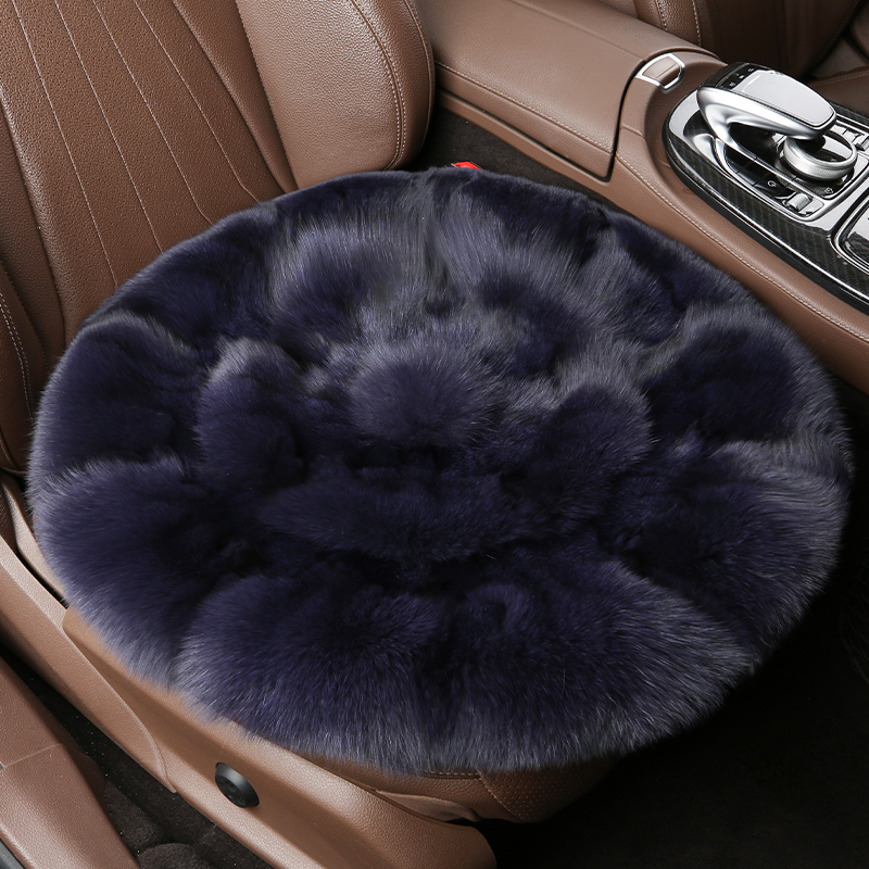 狐狸毛汽车坐垫冬季真毛绒车座垫保暖单垫圆形方型皮毛一体车坐垫