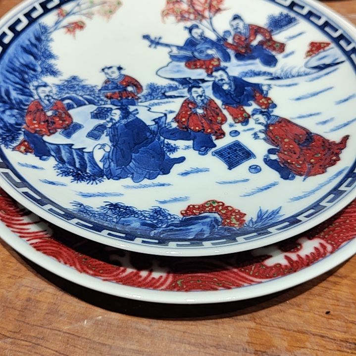 z**b景德镇青花釉里红茶盘