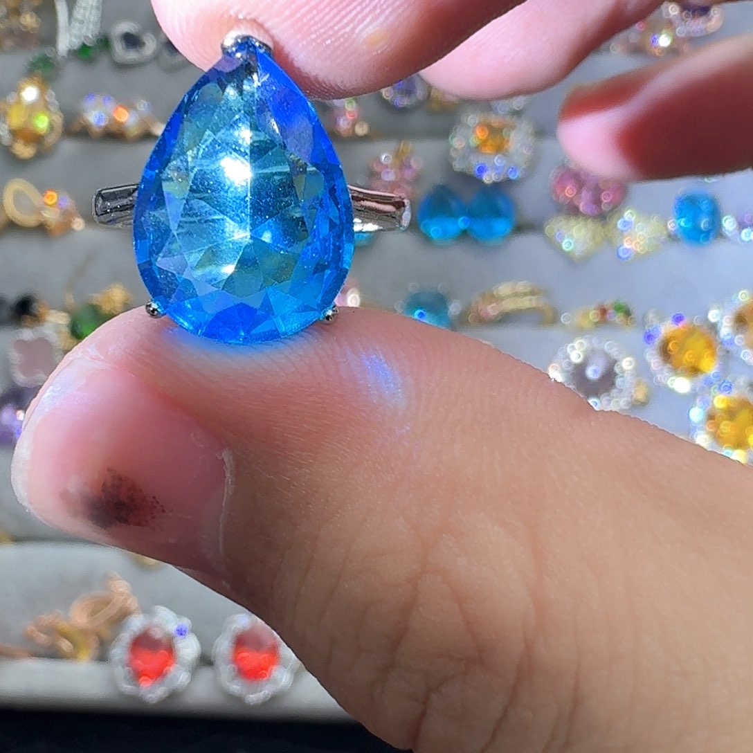 托帕石戒指银S925镶嵌