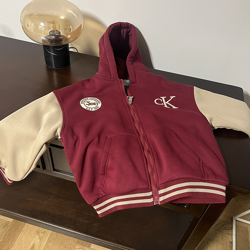 西西家女童冬款潮流字母连帽加厚棒球服外套儿童保暖上衣23289