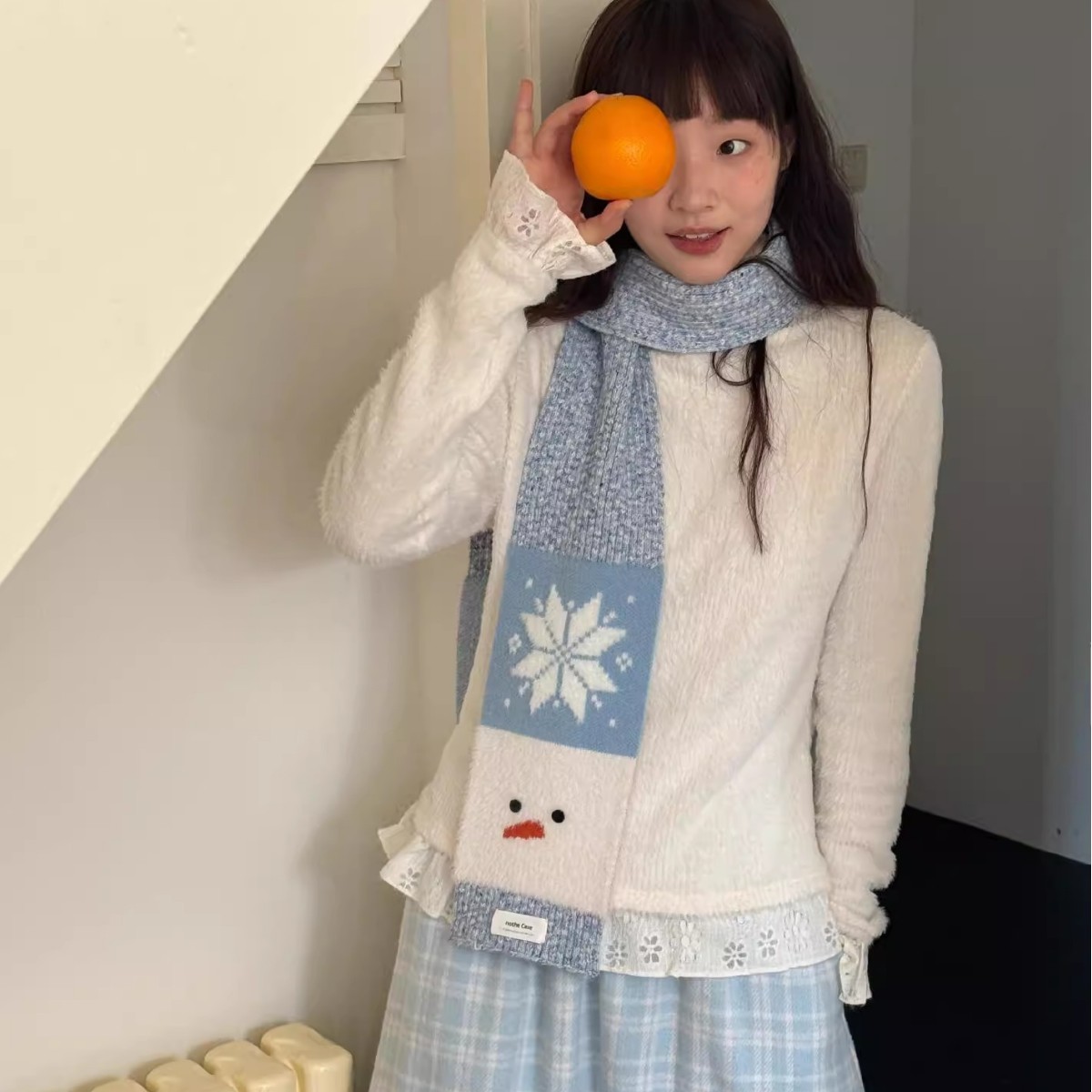 「冰岛雪人」氛围感可爱雪人围巾 秋冬保暖针织围脖冬加厚