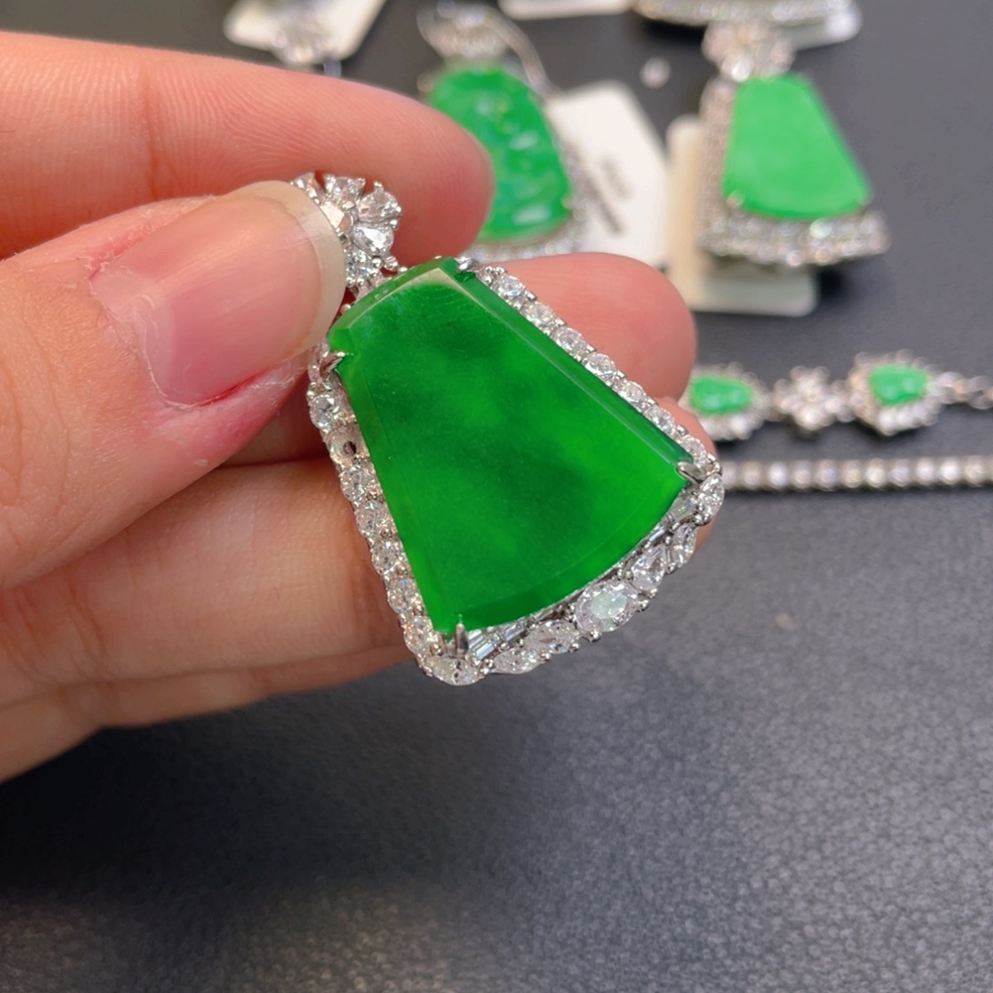 翡翠银S925镶嵌吊坠(不含链)