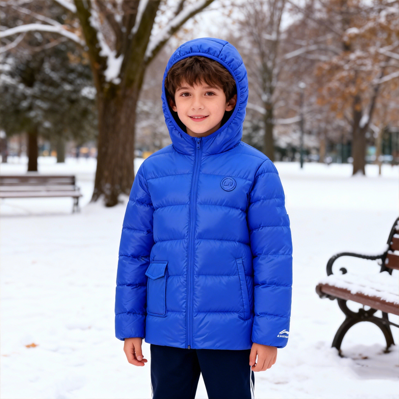 李宁童装男女童冬季连帽时尚休闲保暖舒适羽绒服YYMT003-B品