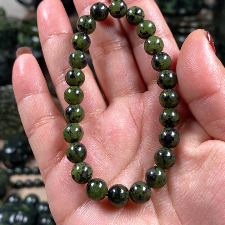 蛇纹石玉手链未镶嵌一**安藏玉手串卡8