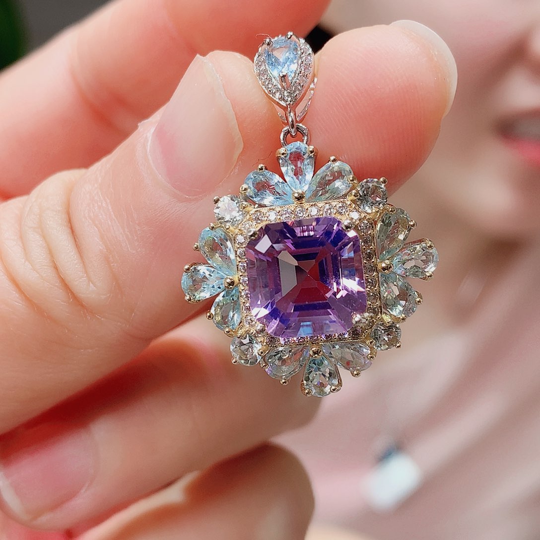 颈饰银S925镶嵌紫晶