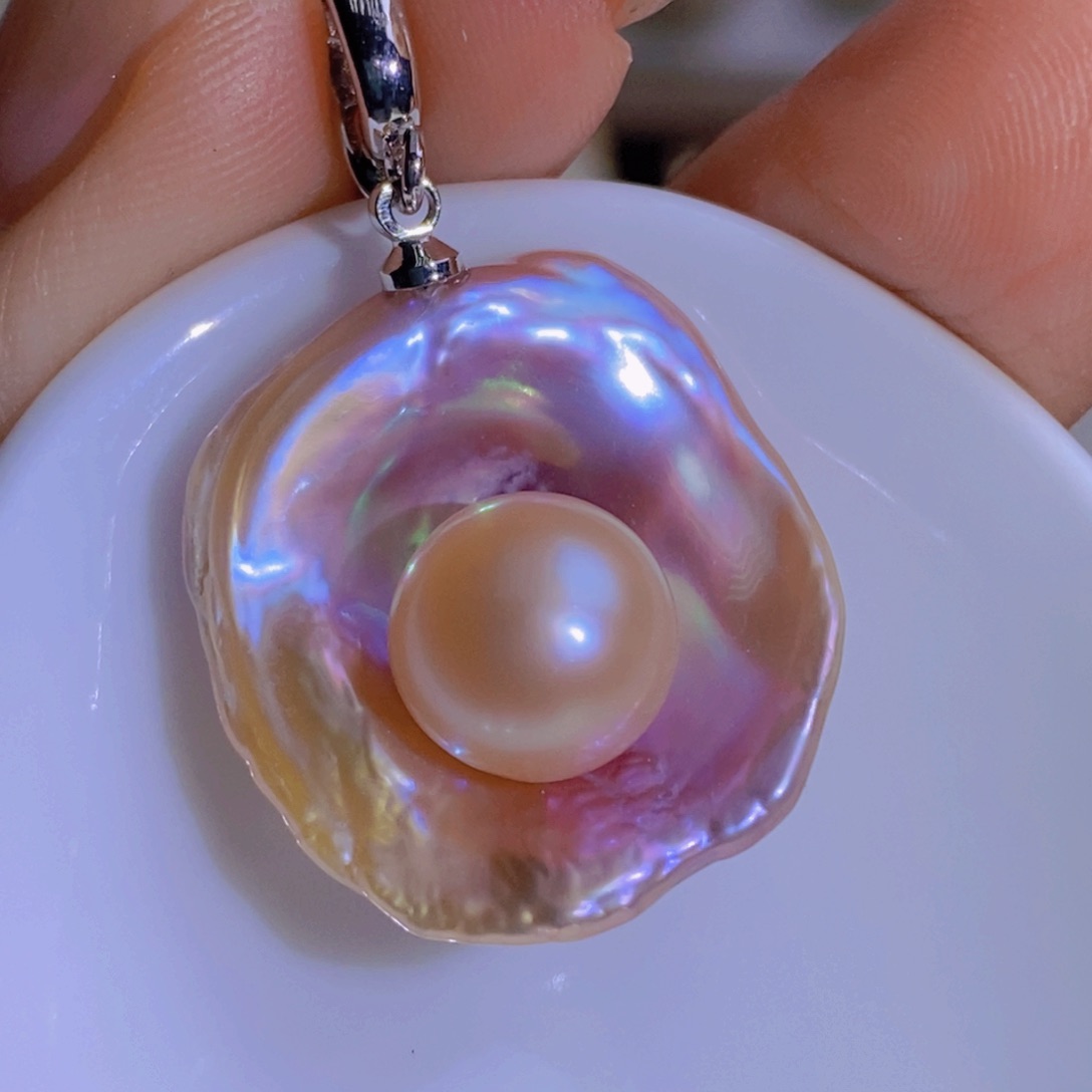 银S925镶嵌天然淡水珍珠淡水珍珠