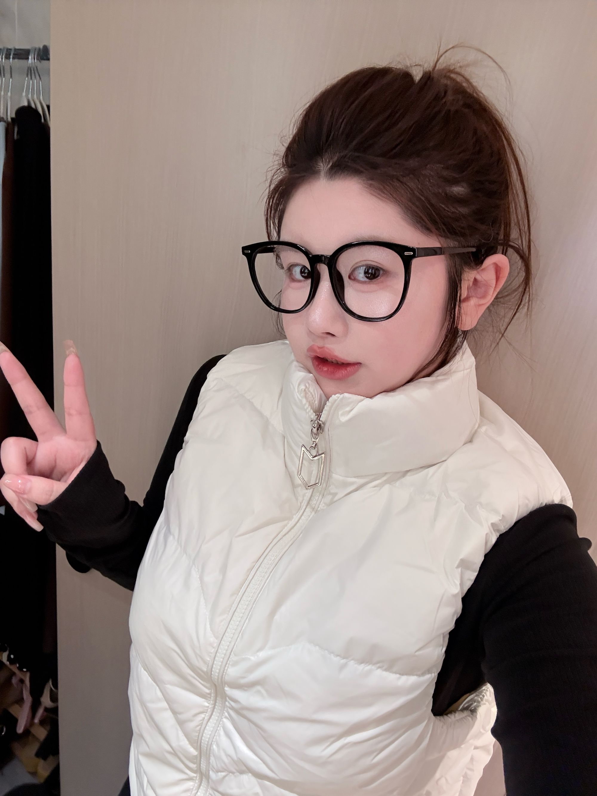 【一茹】微胖mm时尚百搭白鸭绒拉链马夹显瘦休闲外穿宽松立领马甲