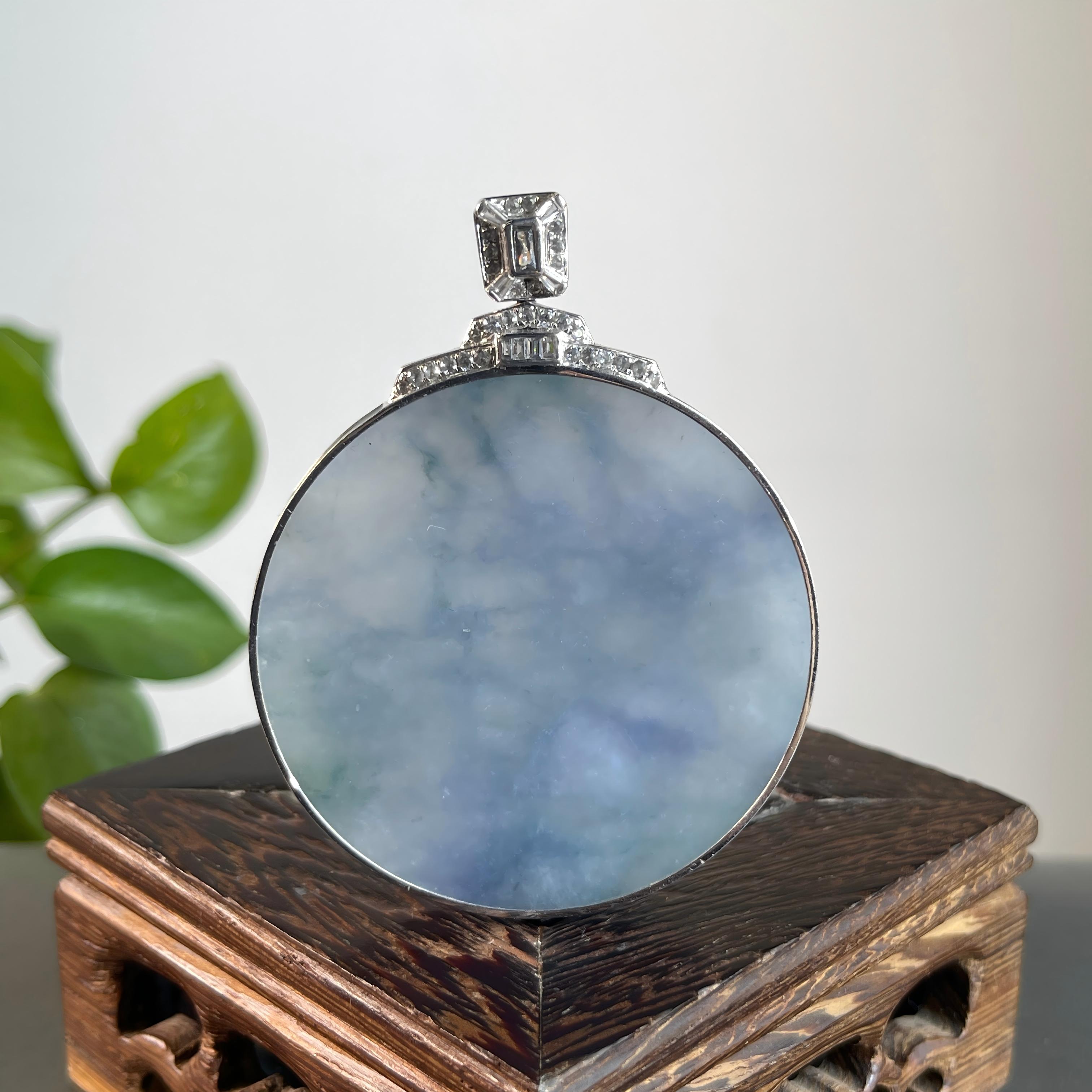 JXB22-142    天然缅甸翡翠A货  18K含钻镶嵌无事牌