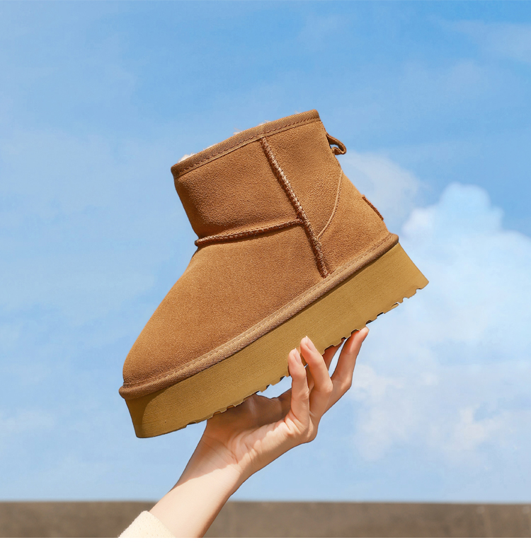 mini中高筒冬季时尚雪地靴圆头时尚保暖防水雪地靴厚款秋冬速干