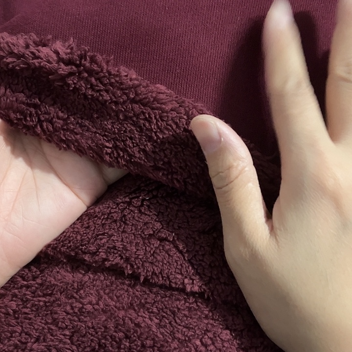 酒红色羊驼绒1.8×2米长带螺纹