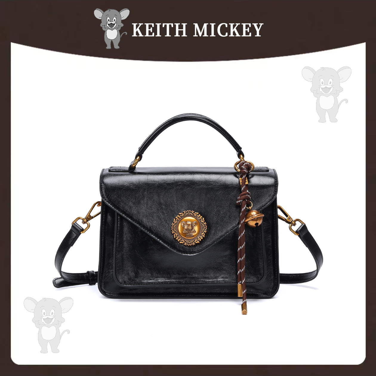 【2025】KeithMickey新潮时尚女士单肩/斜挎包PJ8573黑色