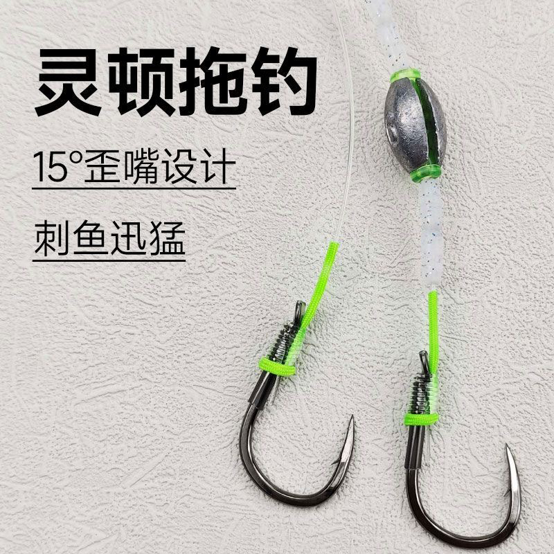 正嘴歪嘴无倒刺大物子线双钩成品伊势尼鱼钩适用于草鱼青鱼
