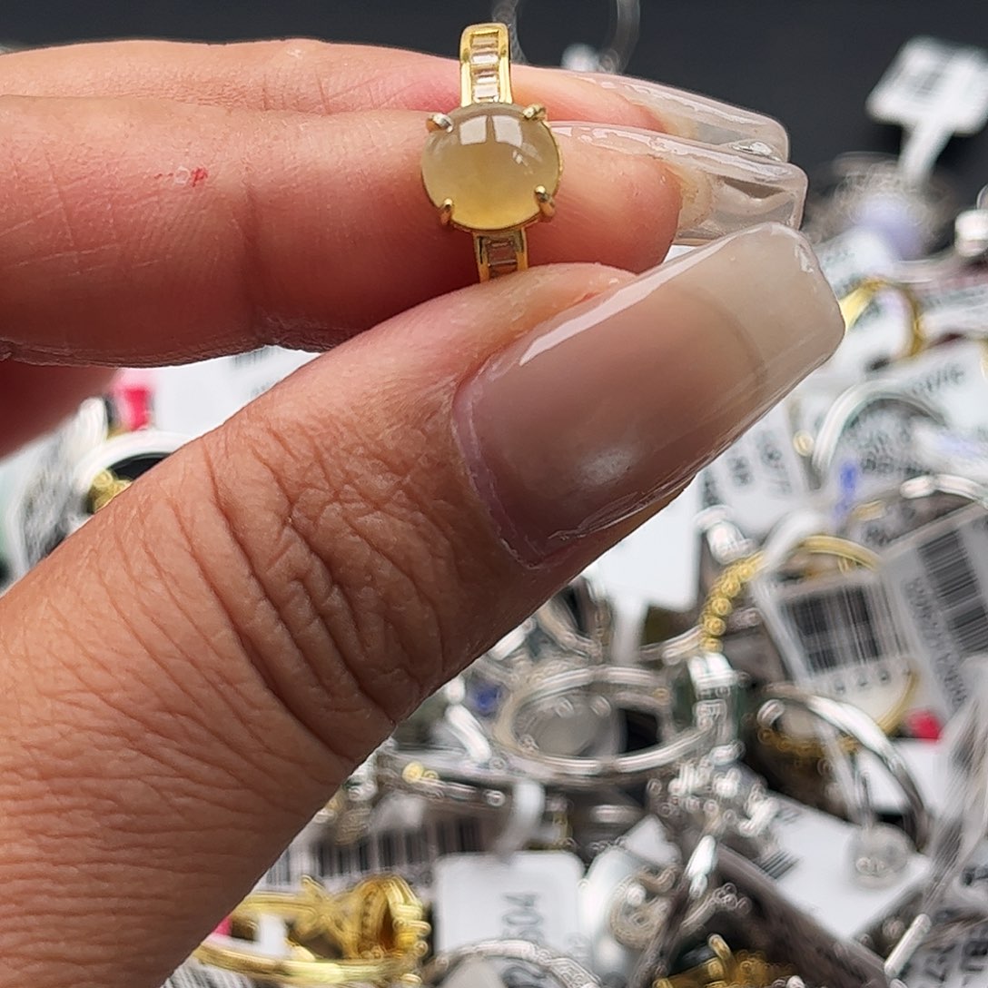 翡翠银S925镶嵌耳饰缅甸天然A货翡翠戒指