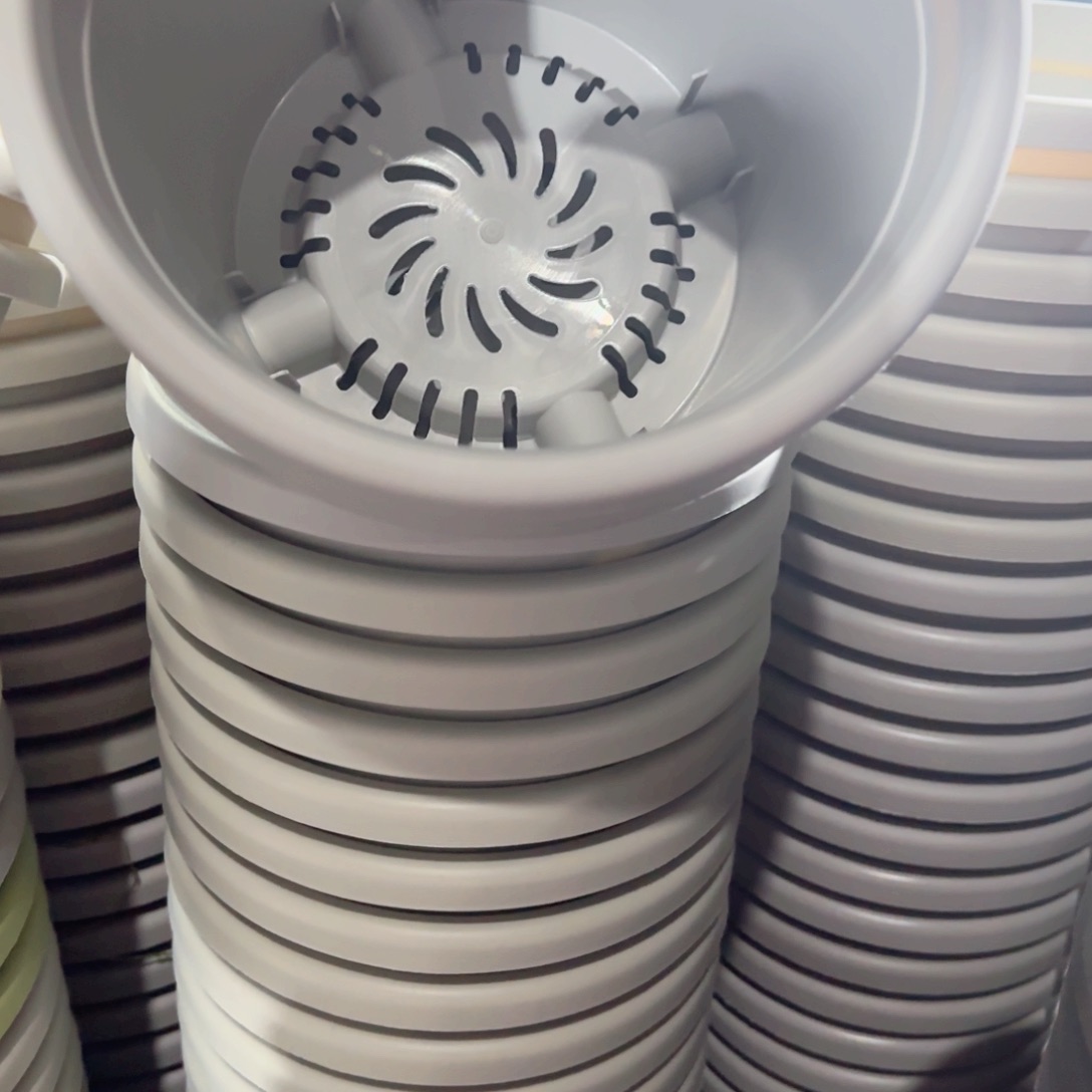 树脂四季盆3#无拖微瑕灰白10