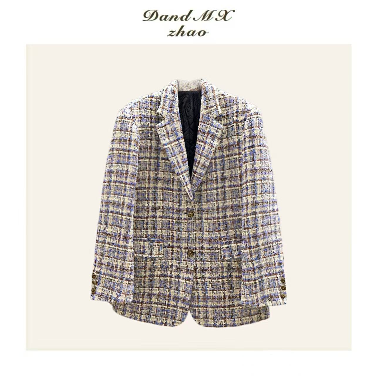 D&MX 交织幻彩纱线羊毛混纺秋冬季高个子粗花呢外套C27009