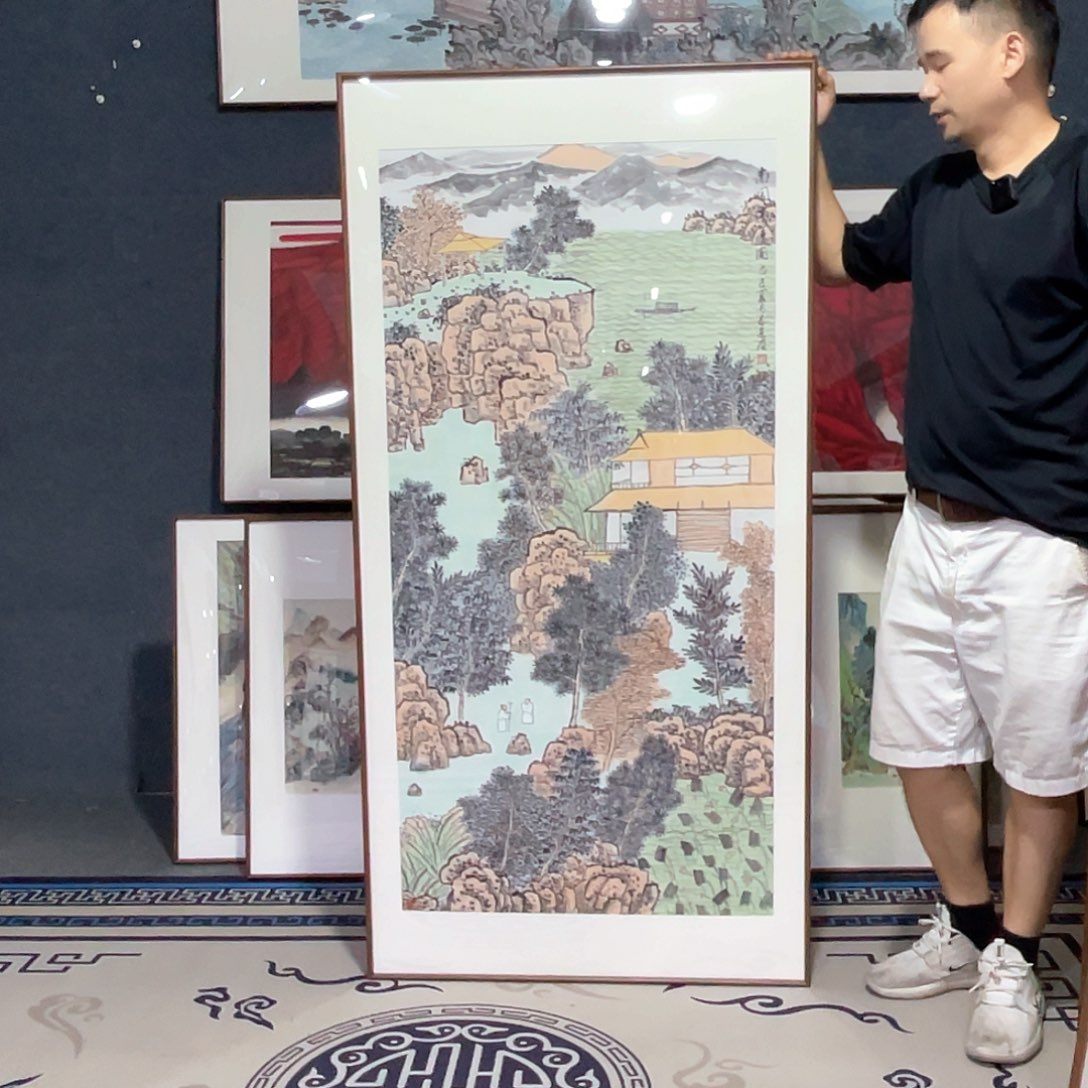 国画手绘画作品带框80/160
