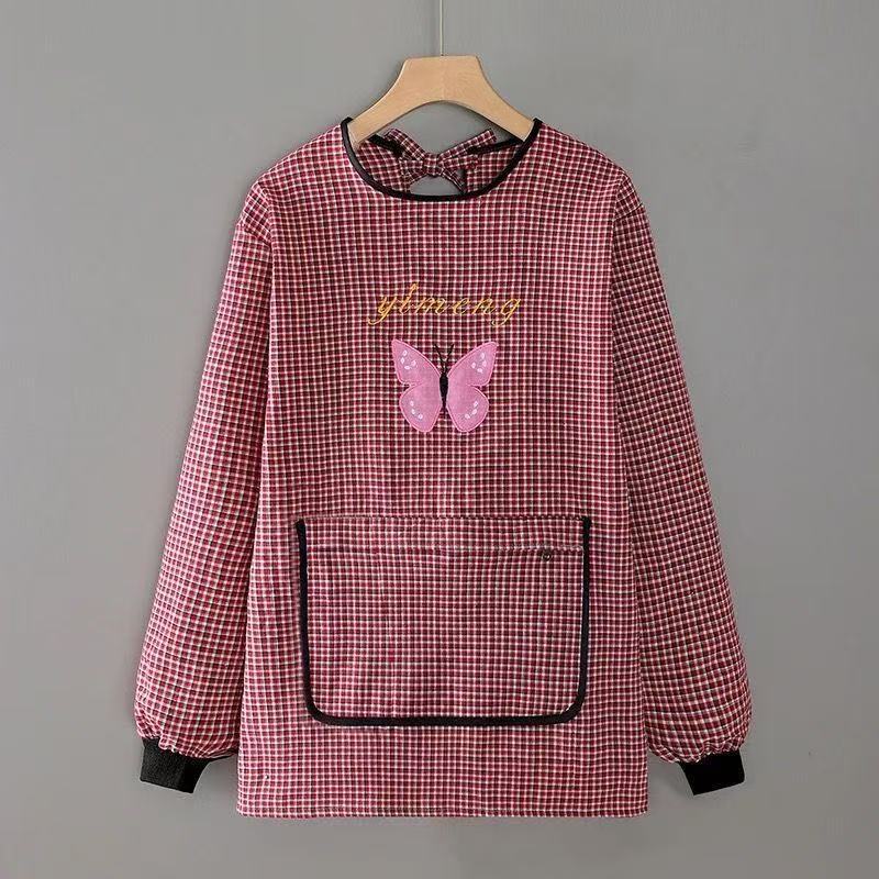 短款罩衣70厘米厨房长袖家用透气做饭干活上班新款洋气耐脏工作服