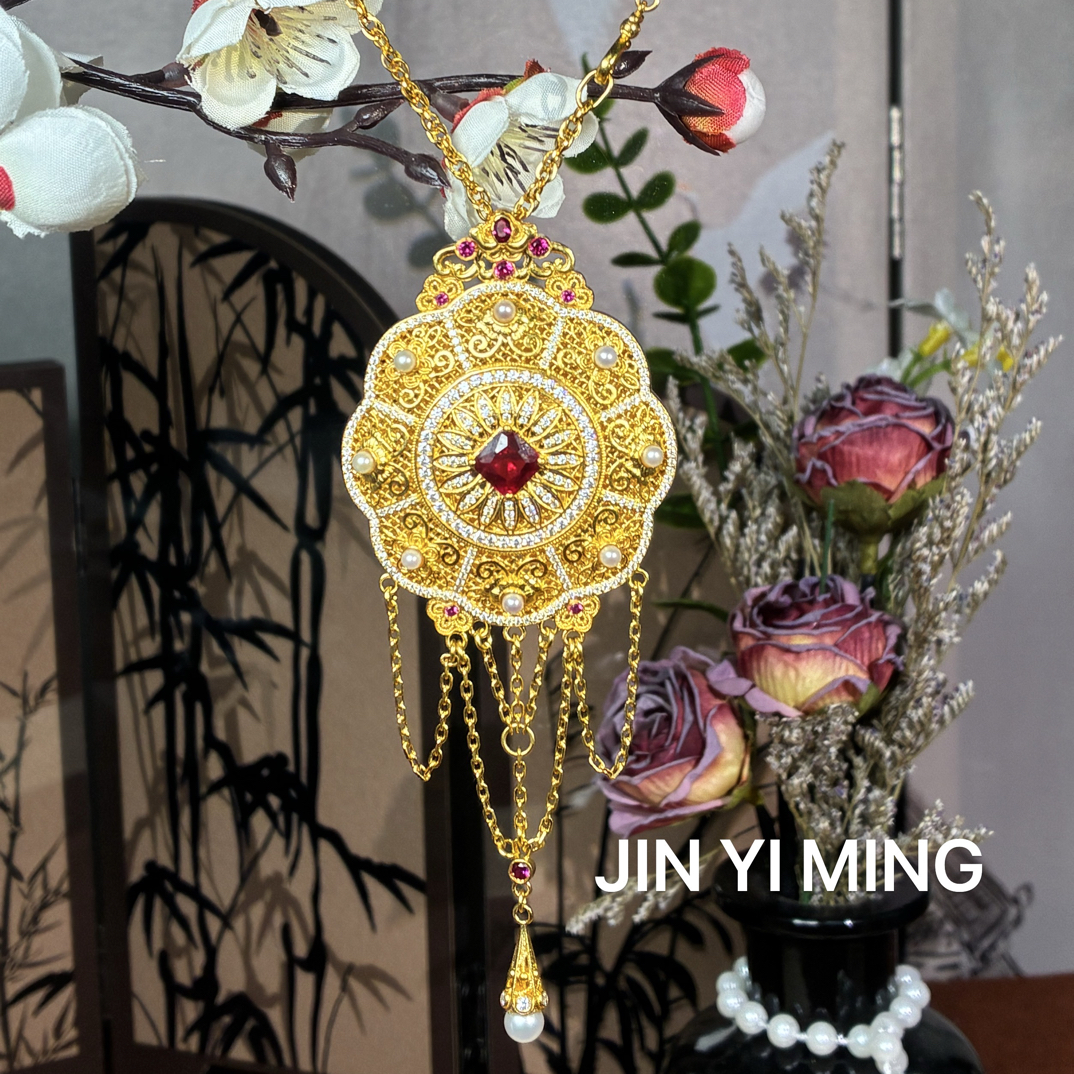 吊坠足银莫桑石 JIN YI MING 足银999四时如意古法吊坠复古