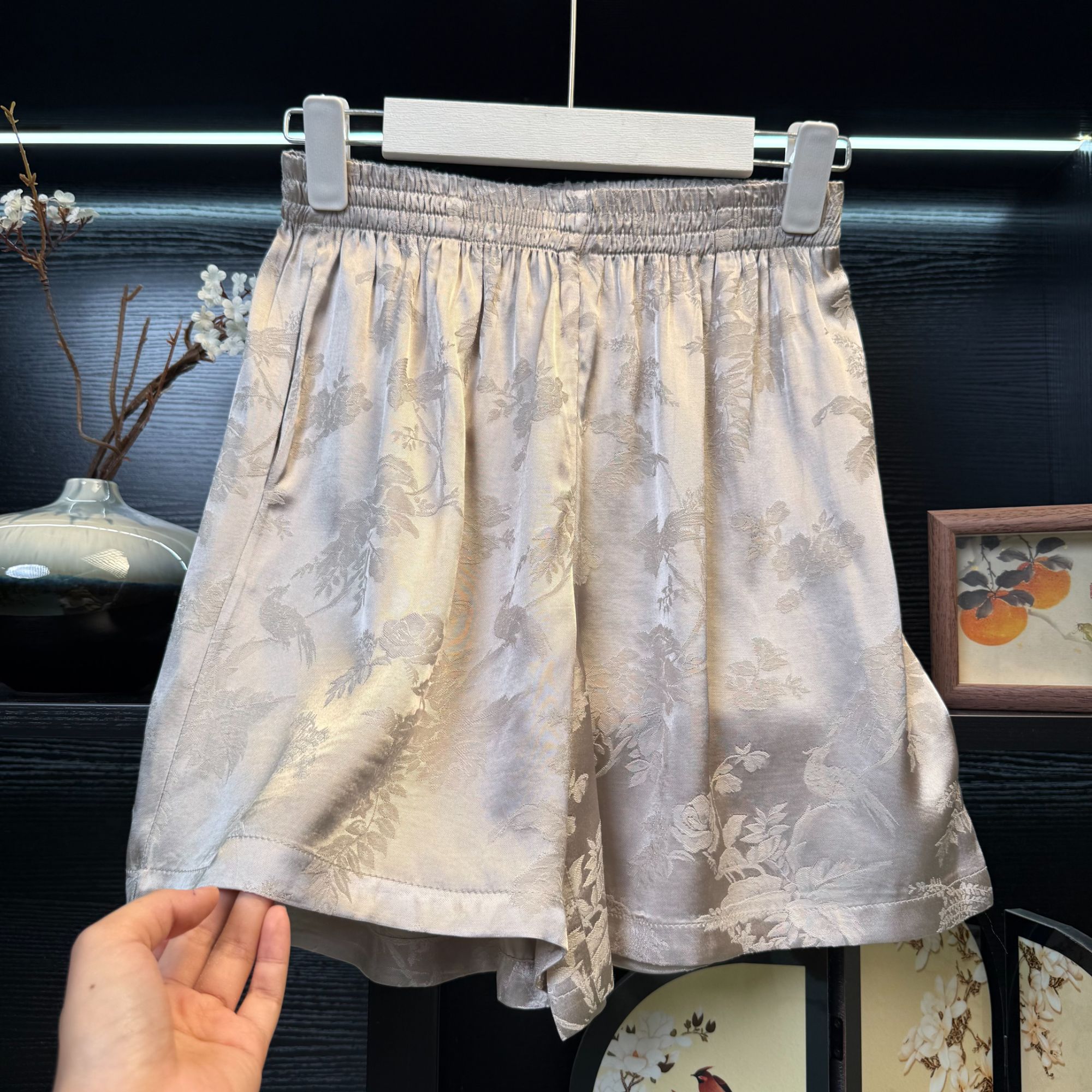 【琉光】中式改良复古高腰提花短裤2171