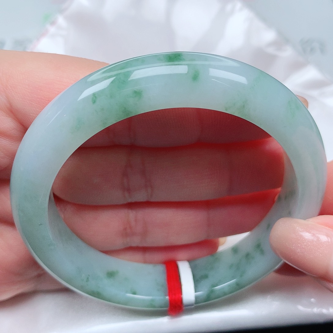 翡翠手镯未镶嵌冰胶绿花4