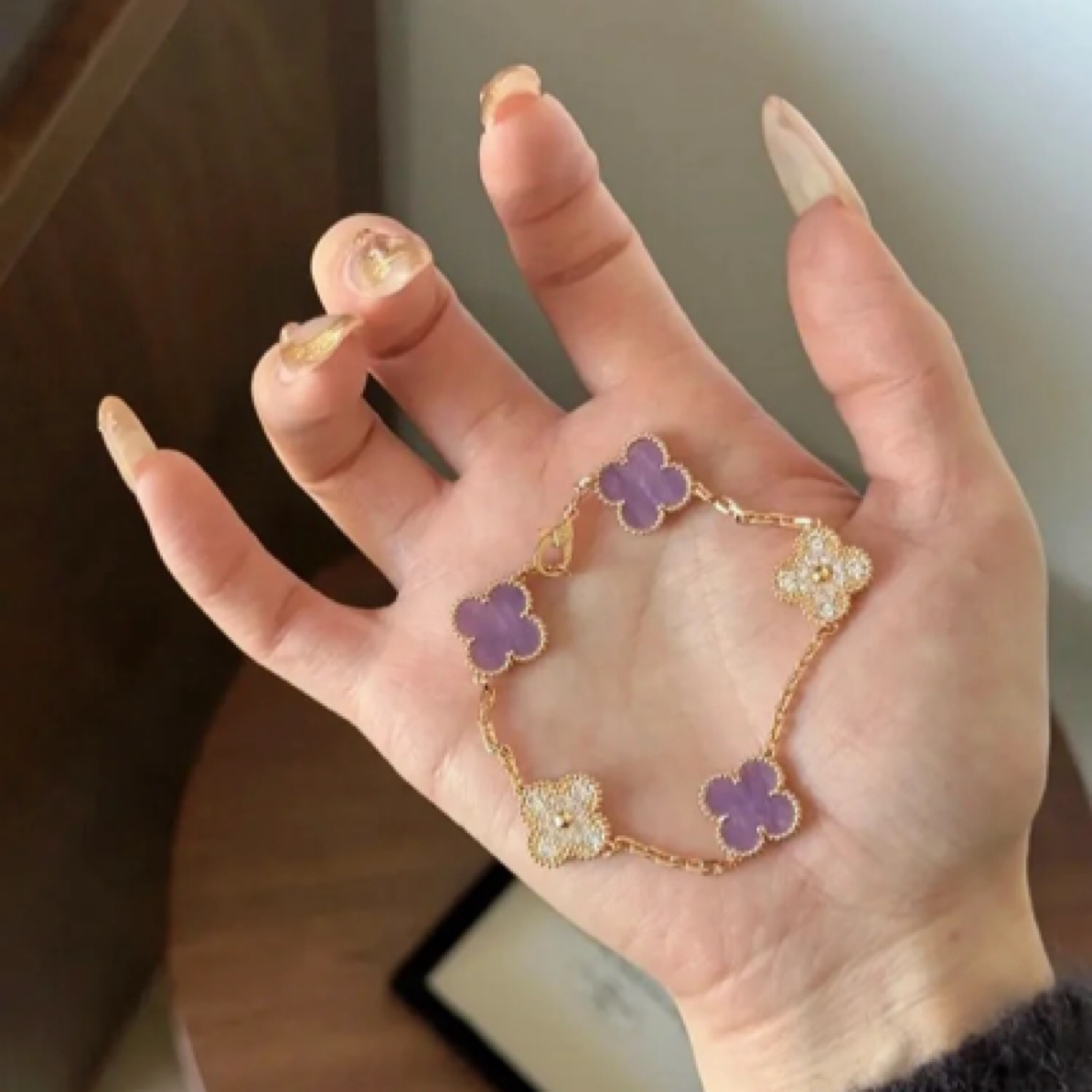 手链 迪拜限定紫四叶草手链A805