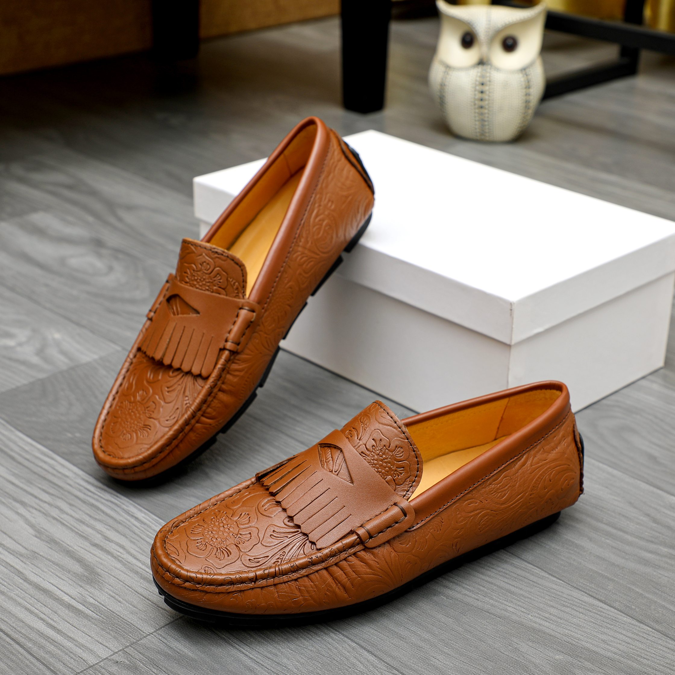 男士真皮豆豆鞋软底休闲鞋皮鞋男鞋一脚蹬潮流透气时尚百搭驾车鞋