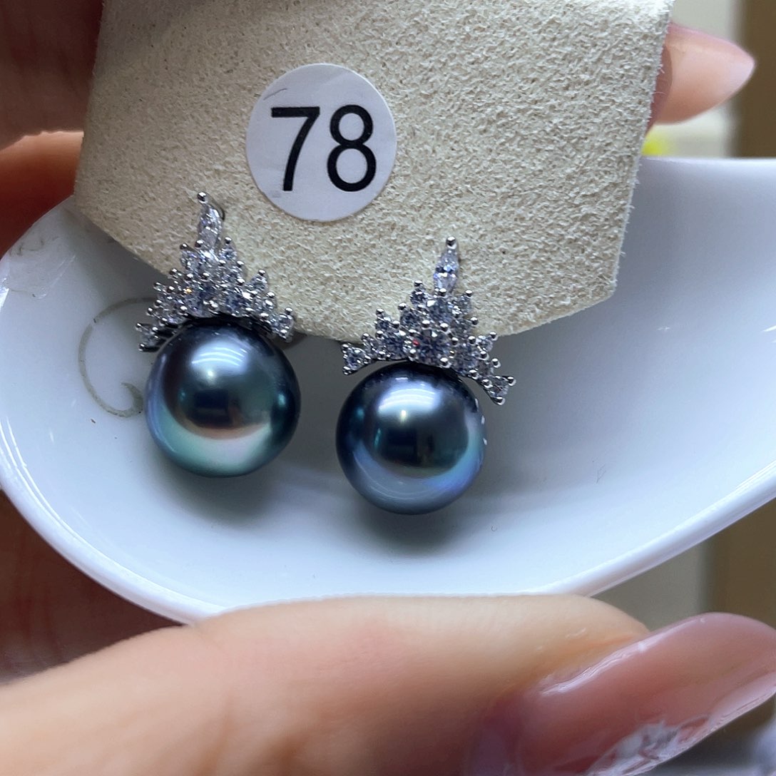 海水珍珠耳饰银S925镶嵌
