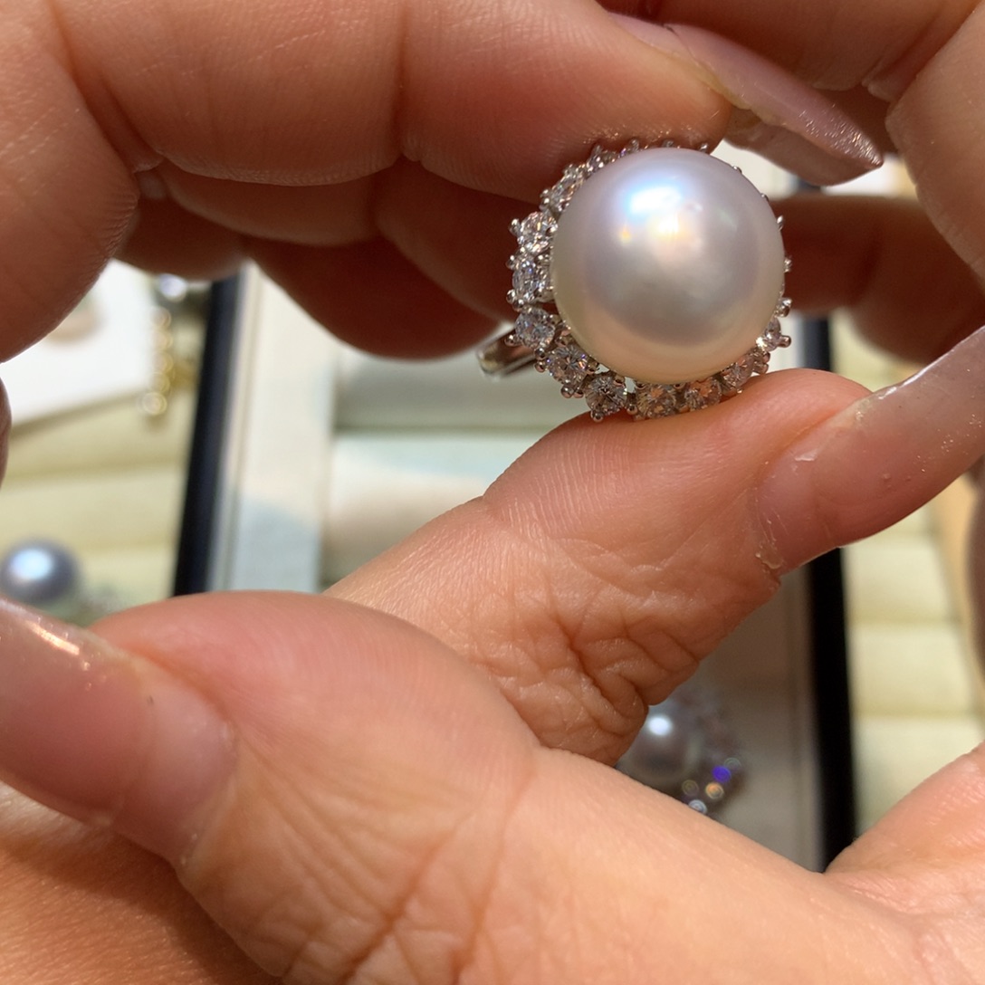 海水珍珠戒指银S925镶嵌