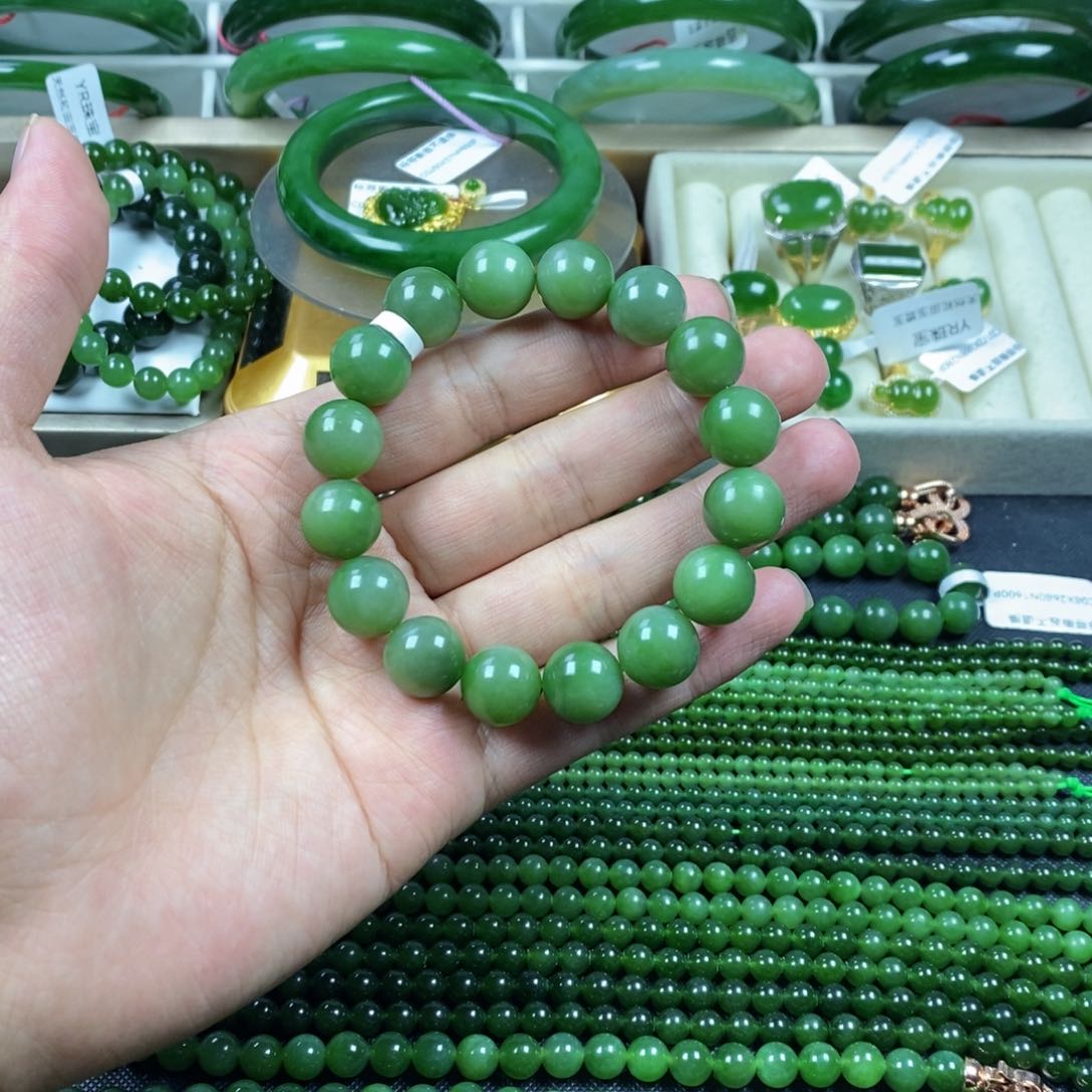 和田玉（碧玉）手串未镶嵌卡13