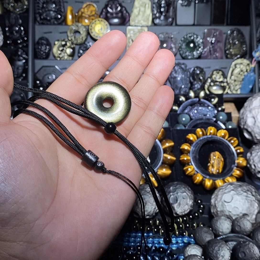 疯***摆黑曜岩未镶嵌手链