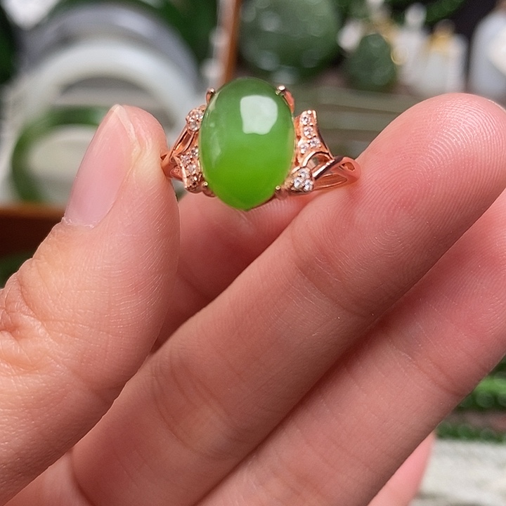 和田玉银S925镶嵌戒指