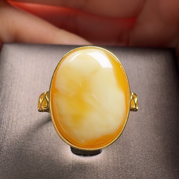 蜜蜡银S925镶嵌戒指戒指