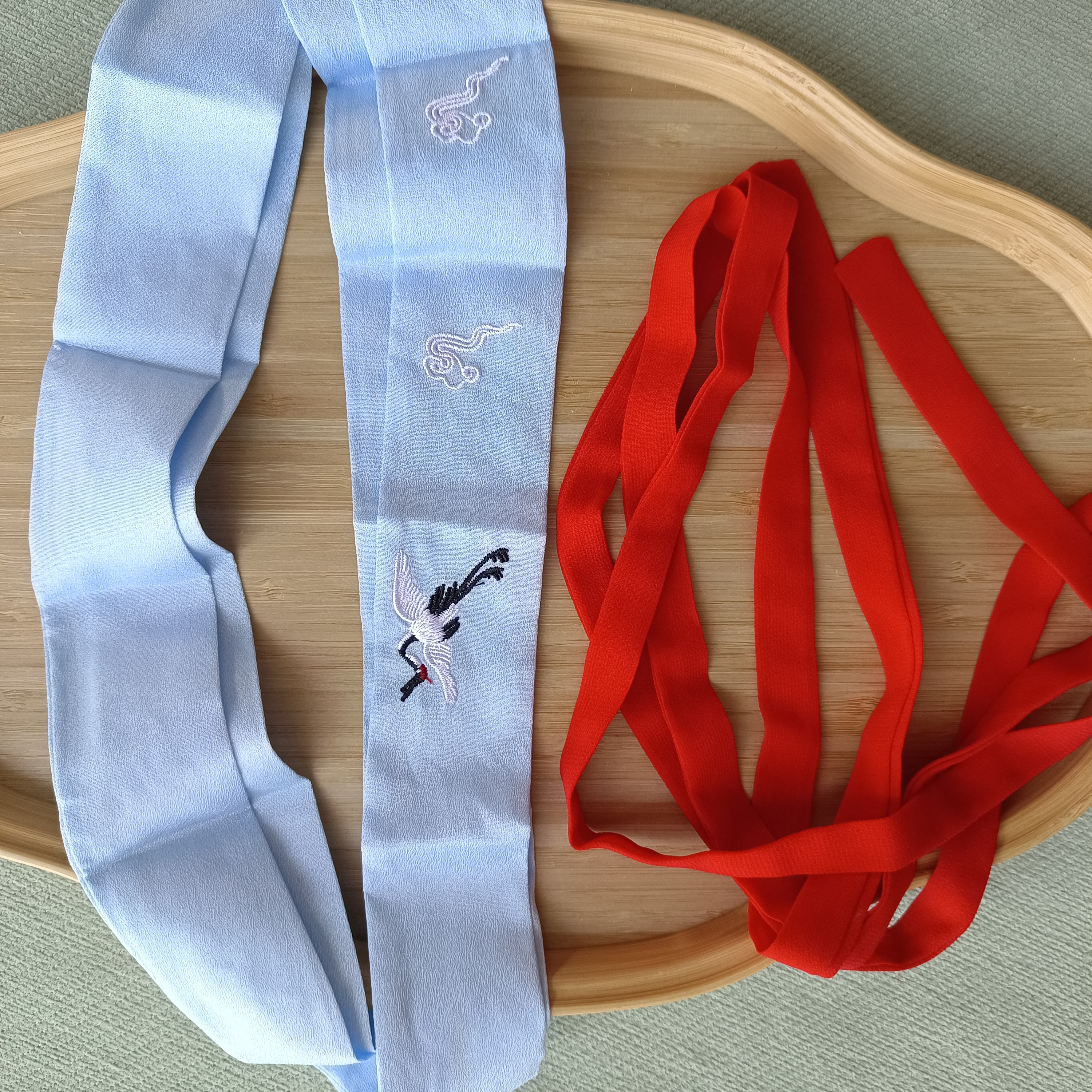 风雪初晴红色发带/仙鹤发带手工气质时尚百搭发簪