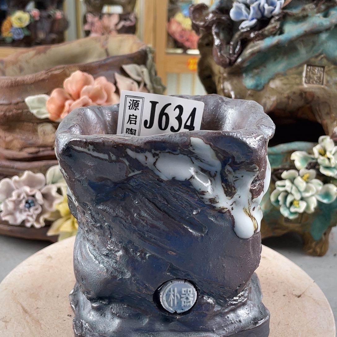 紫砂花盆景德镇陶瓷花盆634