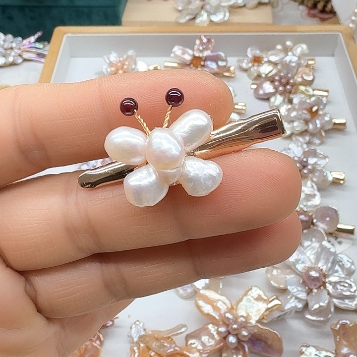 淡水珍珠发饰银S925镶嵌