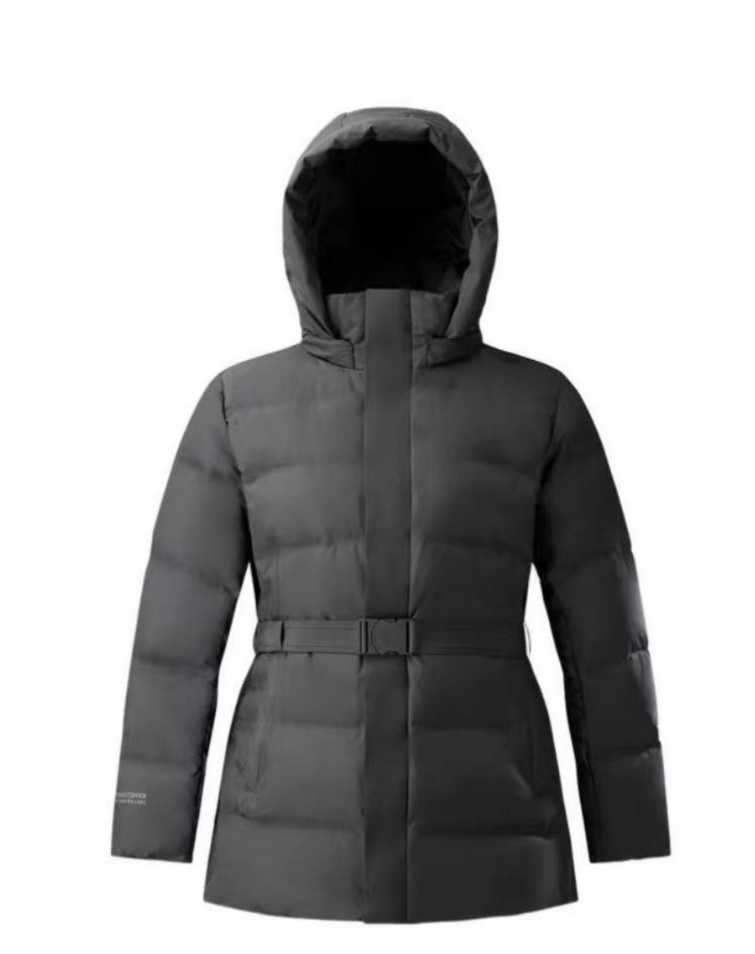 连帽收腰户外防风保暖鹅绒长款女士羽绒服23
