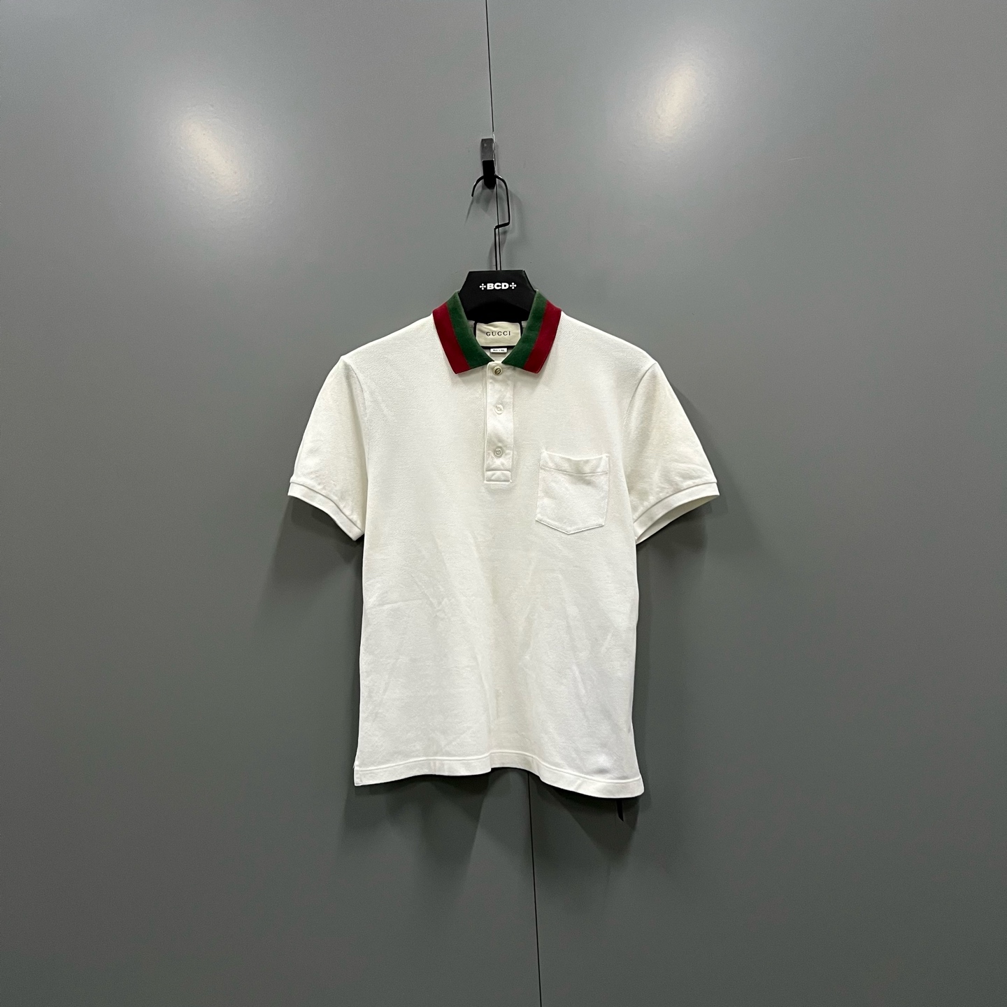 99新 GUCCI/古驰 （ll）  领口红绿条纹polo衫 S码 205895