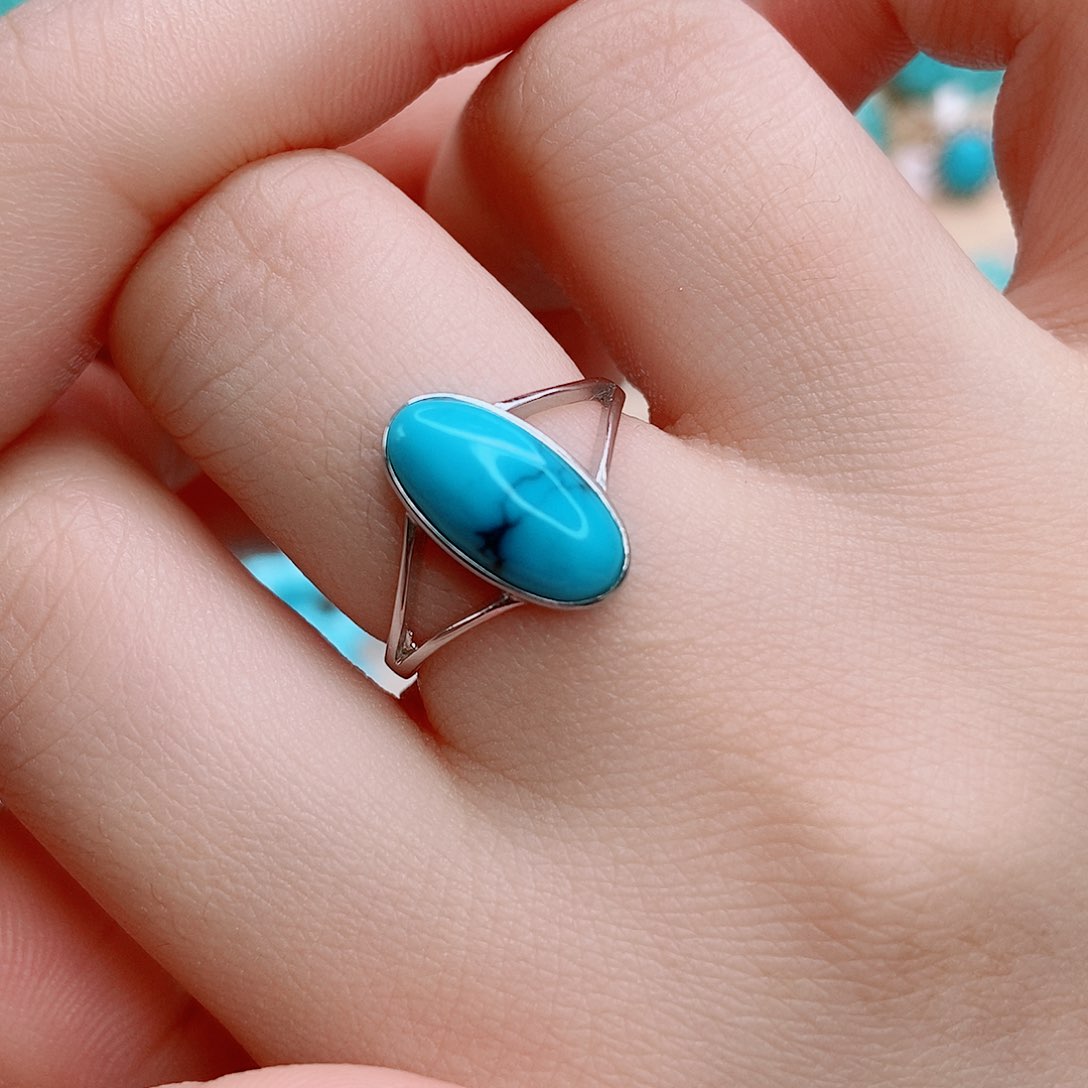 绿松石银S925镶嵌戒指