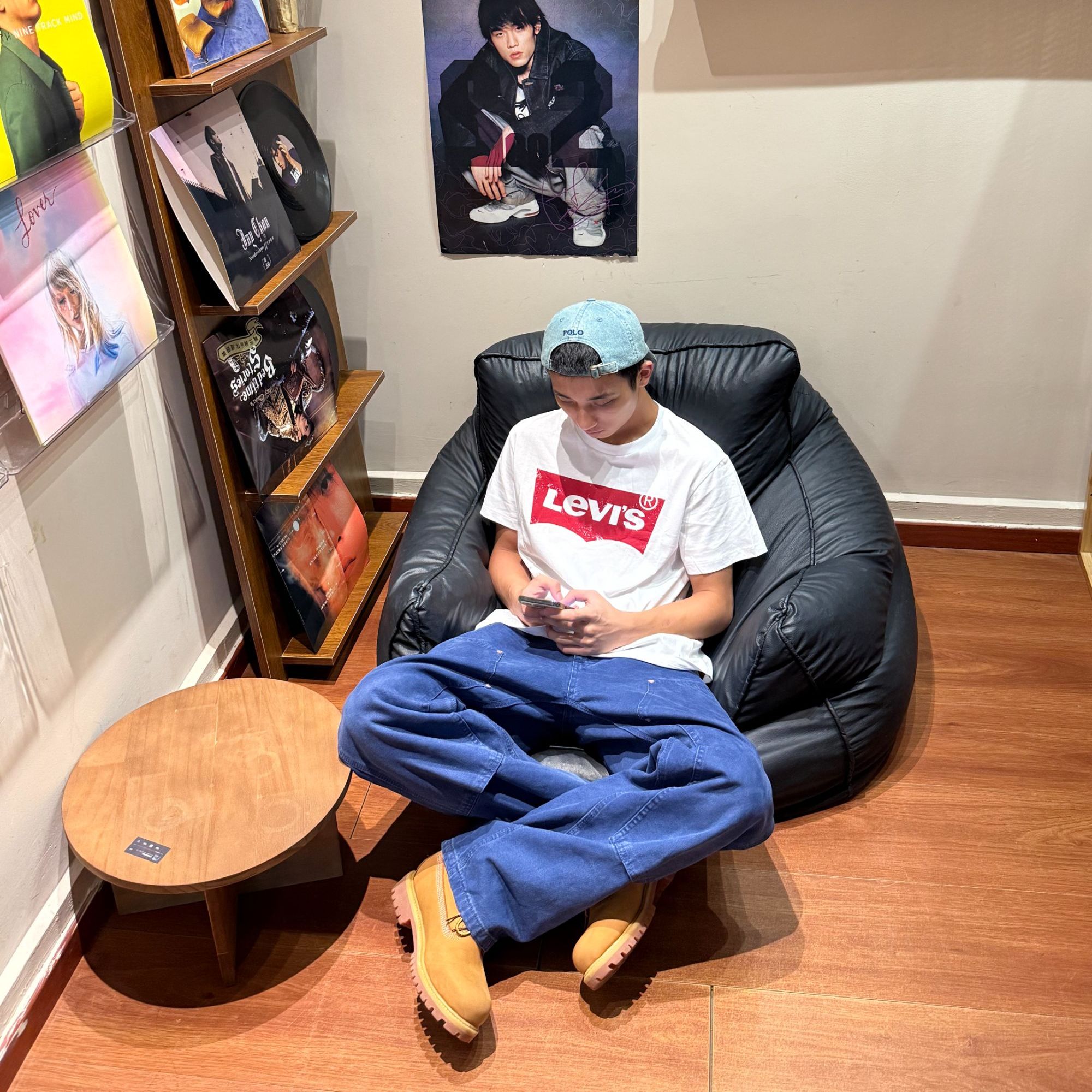 美式复古直筒B01伐木裤法工蓝