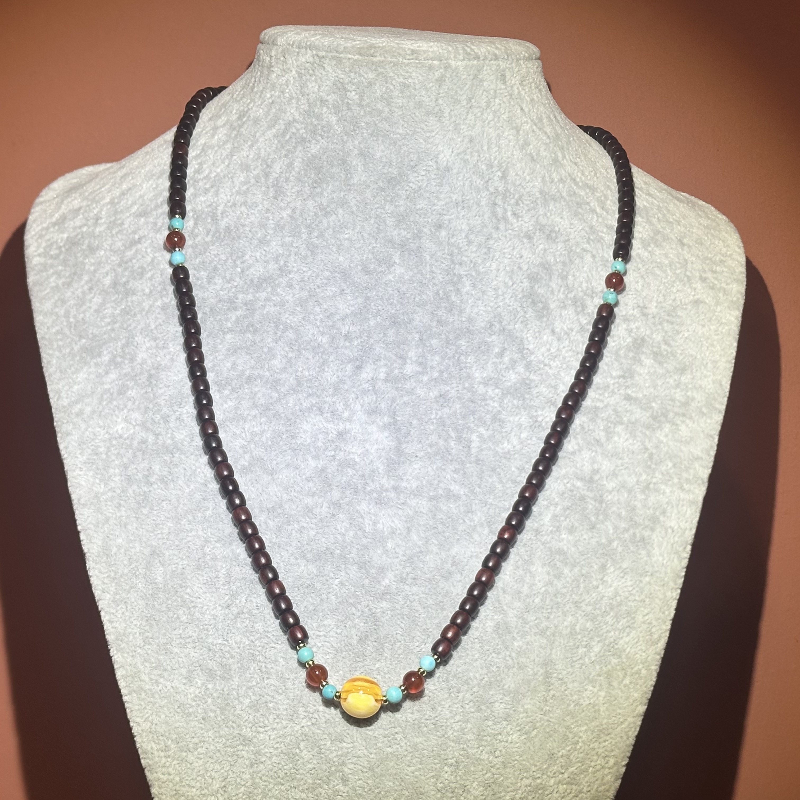 s1056 s级小叶紫檀米珠长串项链，带礼盒