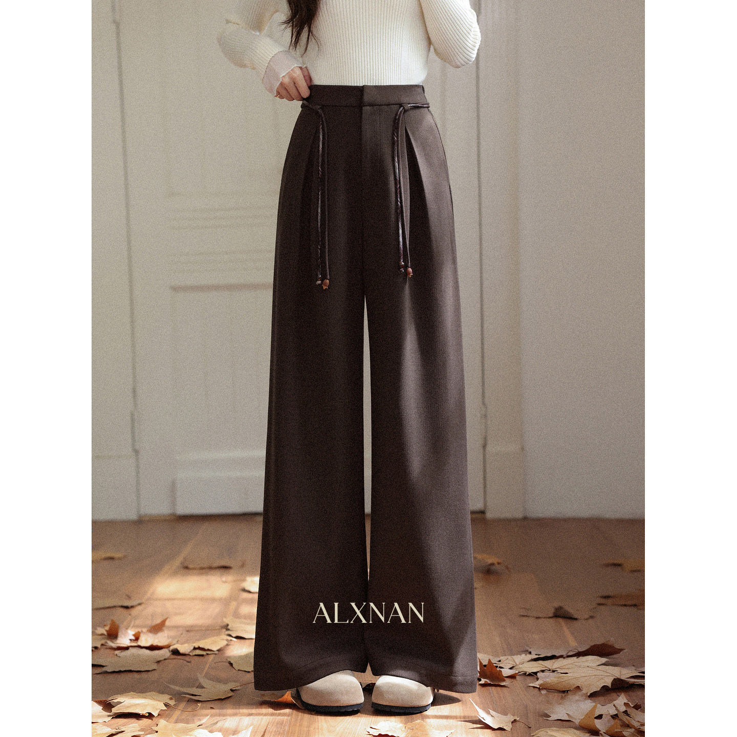 【品牌撤柜款ZB】咖色休闲裤女冬小个子宽松直筒巨好看裤子L58710