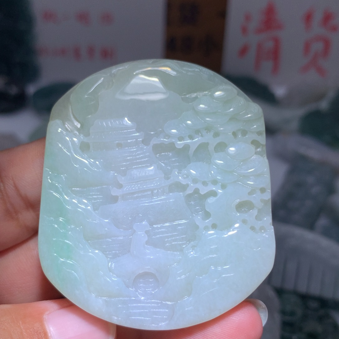 翡翠未镶嵌颈饰保真天然A货翡翠