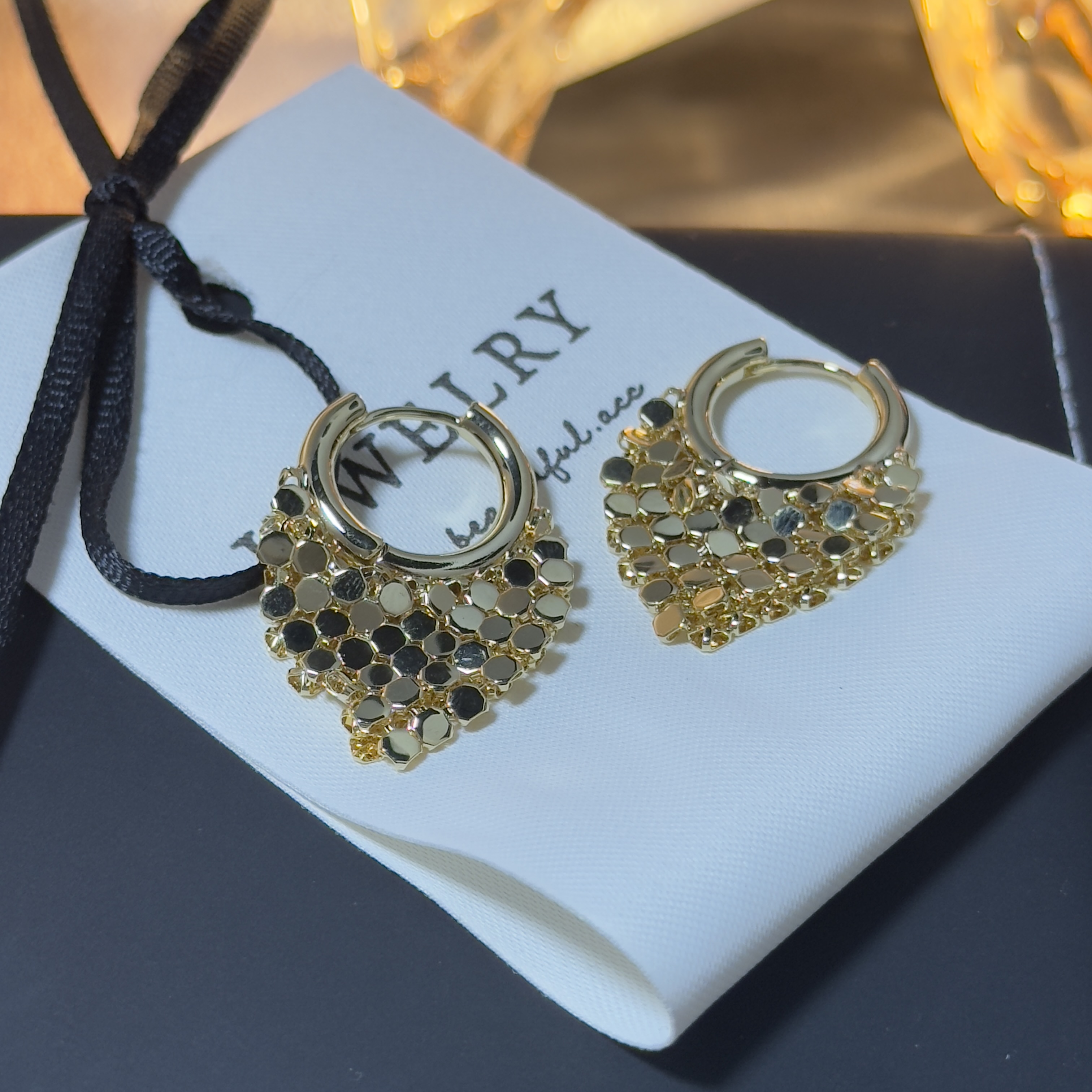 铜合金耳饰 气质轻奢时尚百搭复古简约个性金色耳环QC3327