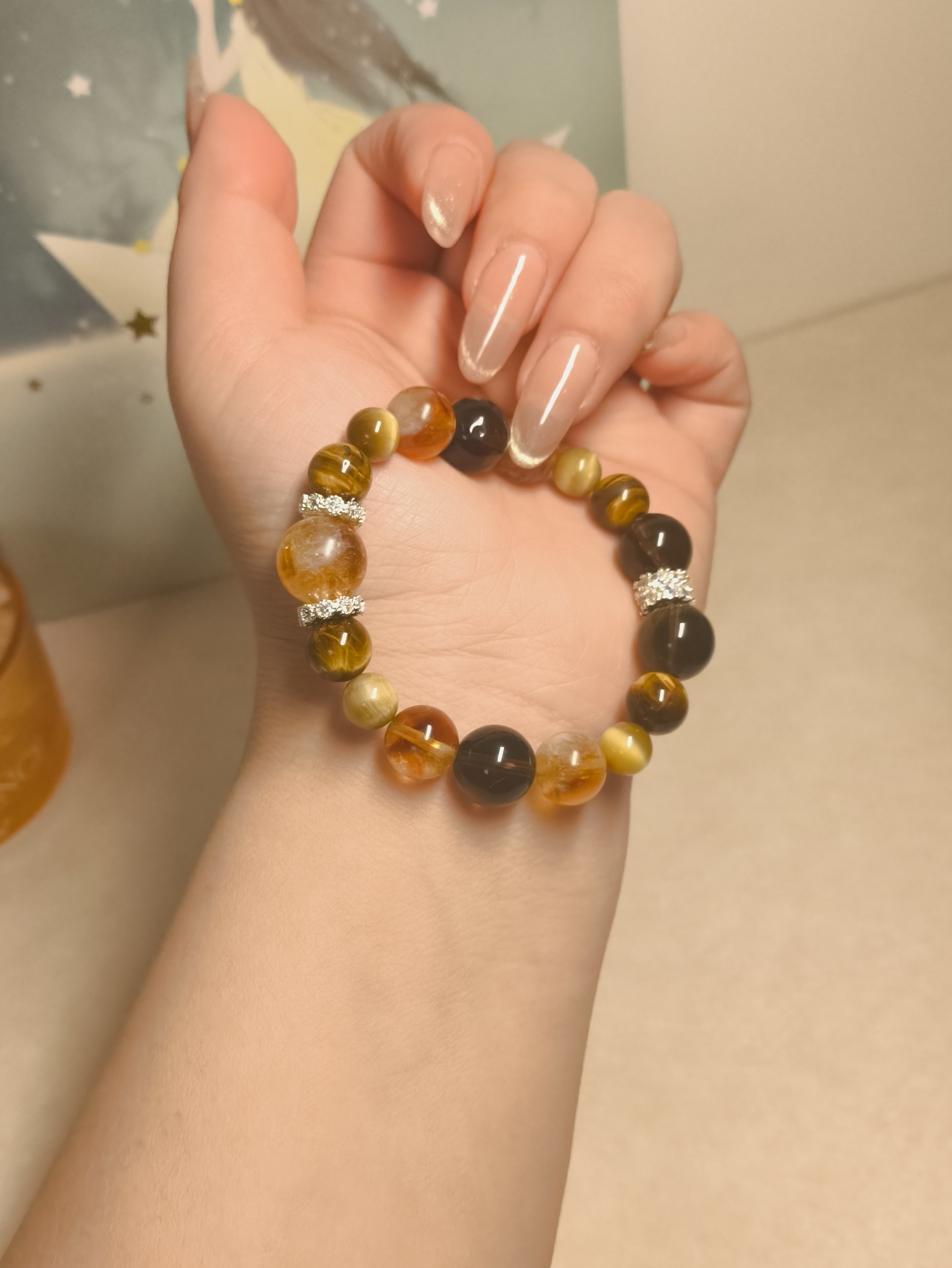 非金属莫桑石手链 【金霸大综合】黄塔晶金虎眼设计手链情侣款