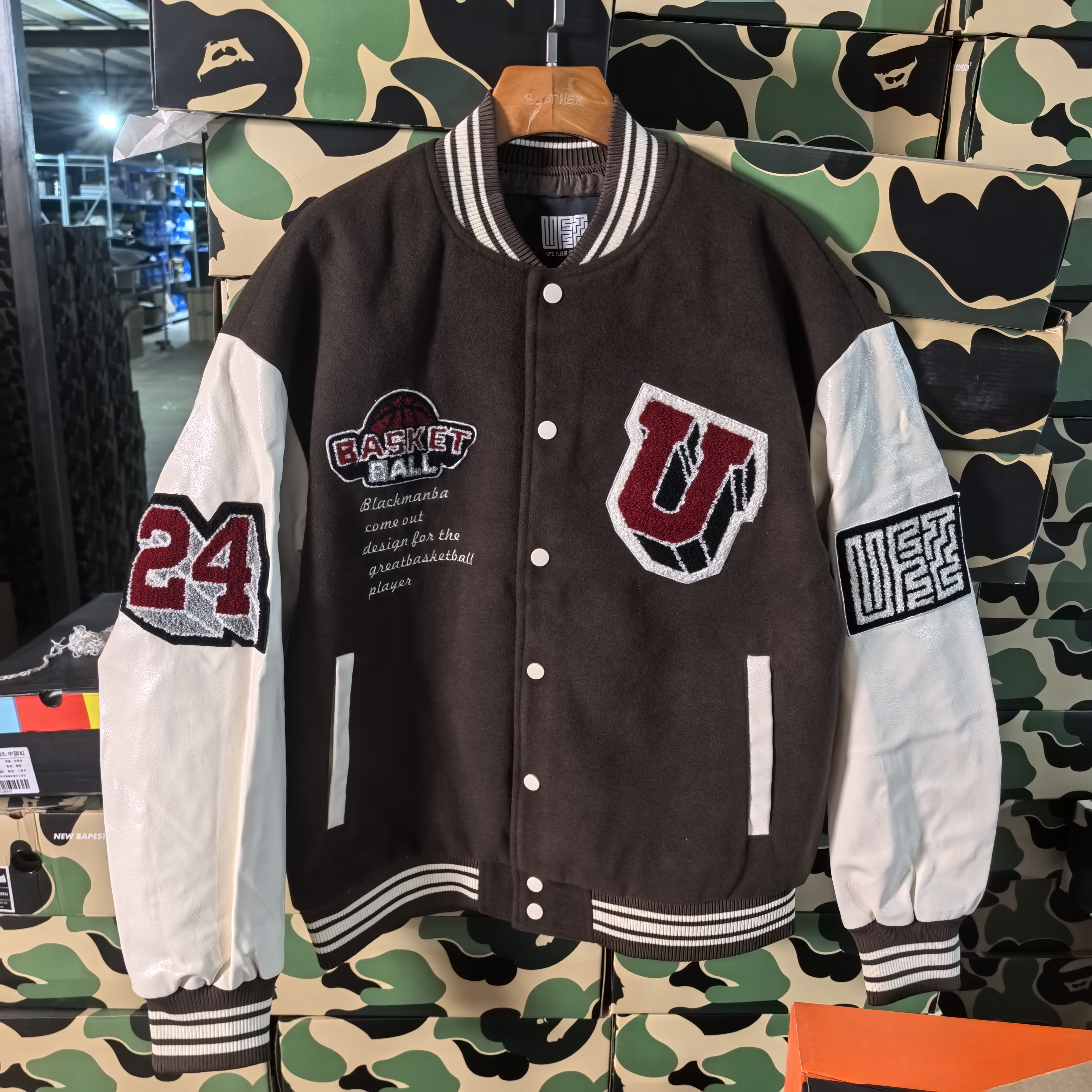 05303  规色撞色秋冬美式男棒球服