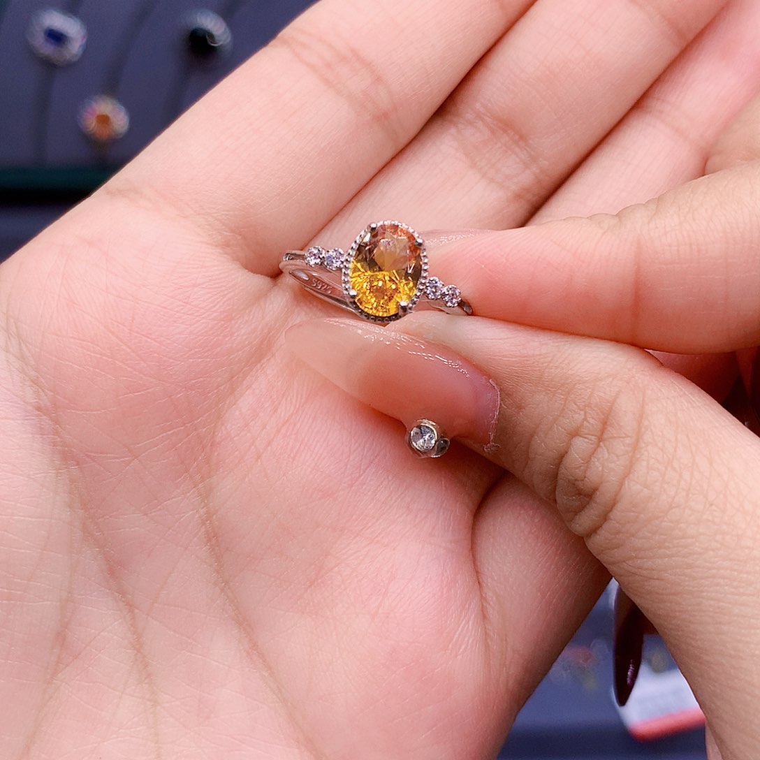 彩色蓝宝石戒指银S925镶嵌