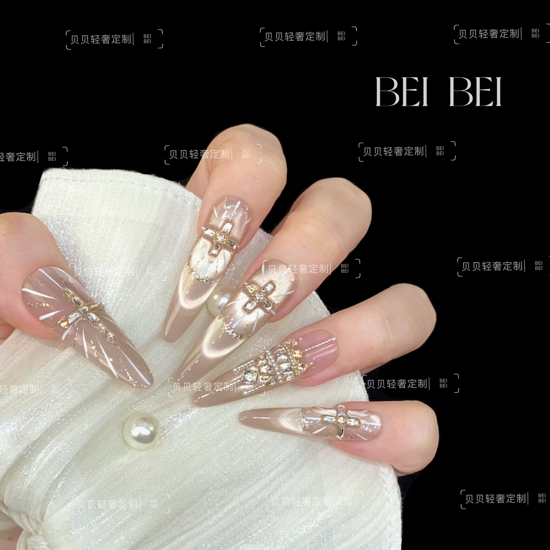 【圣光神启】贝贝手工美甲-可重复佩戴-掉钻包补-10片装