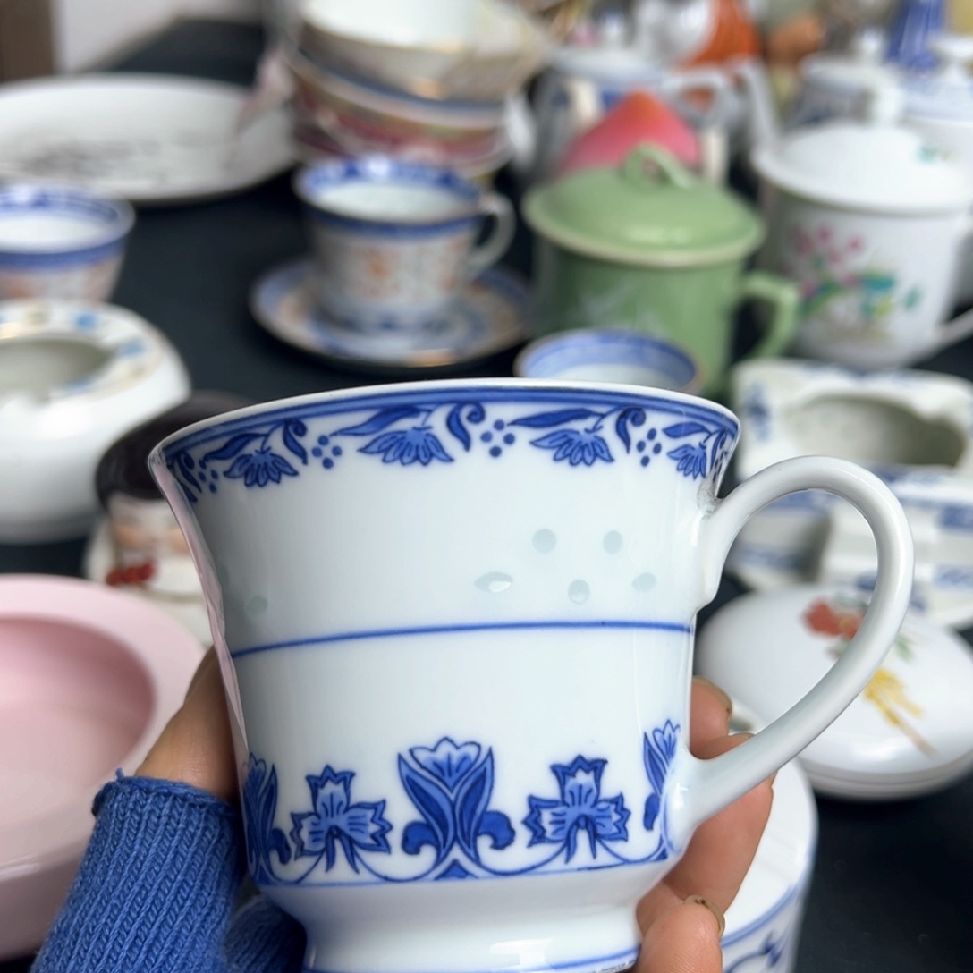 杯刹**花景德镇陶瓷青花