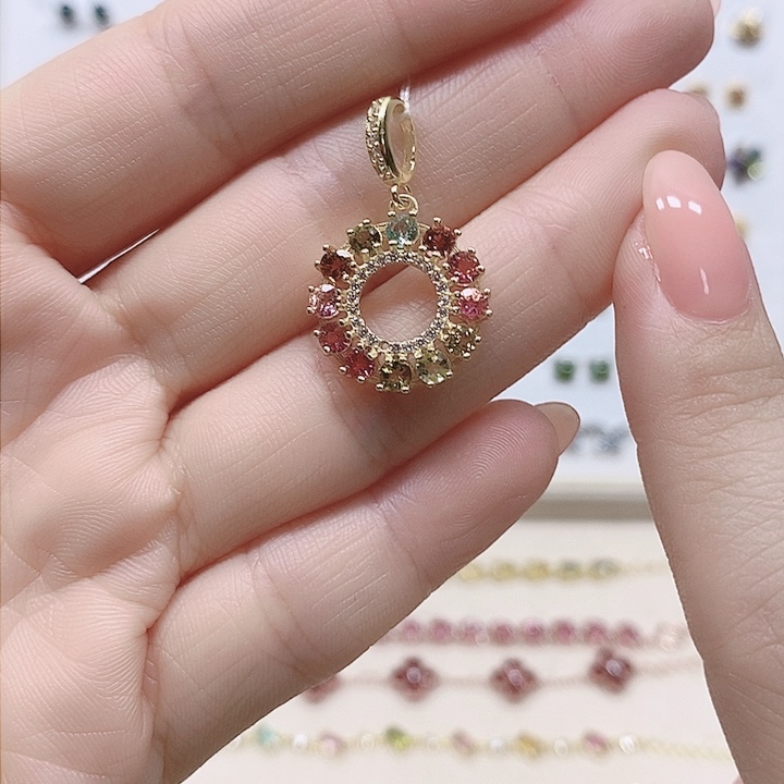 碧玺颈饰银S925镶嵌870吊坠
