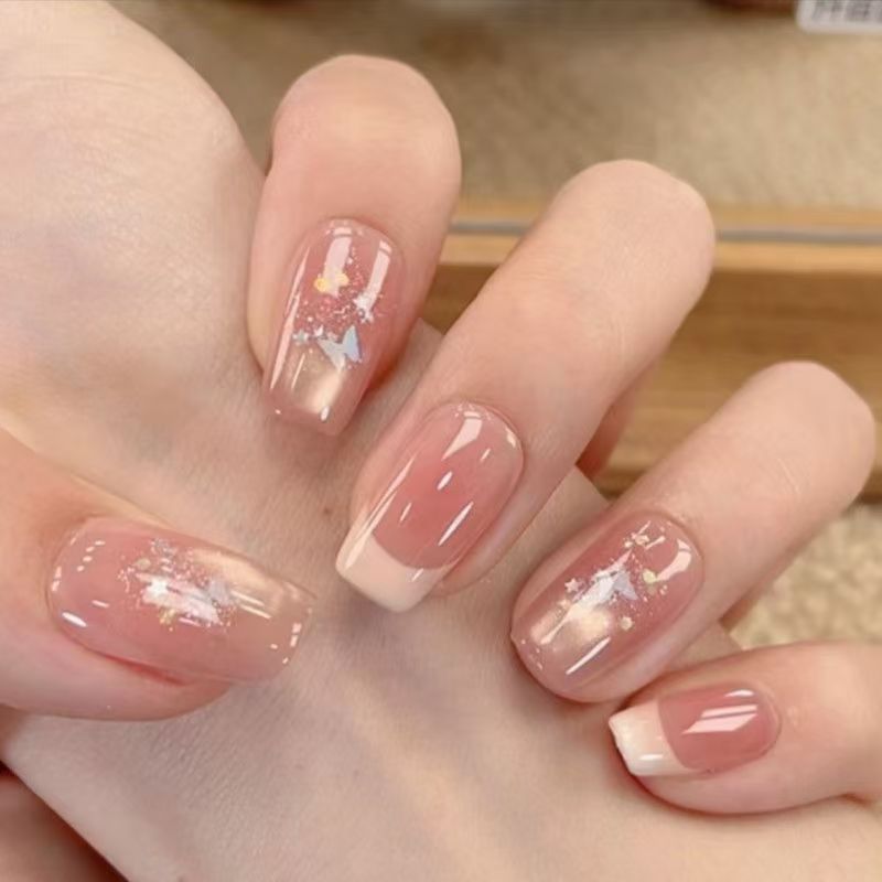 【远山芙蓉】高级感百搭温柔法式亮片千金仙气款纯手工显白穿戴甲